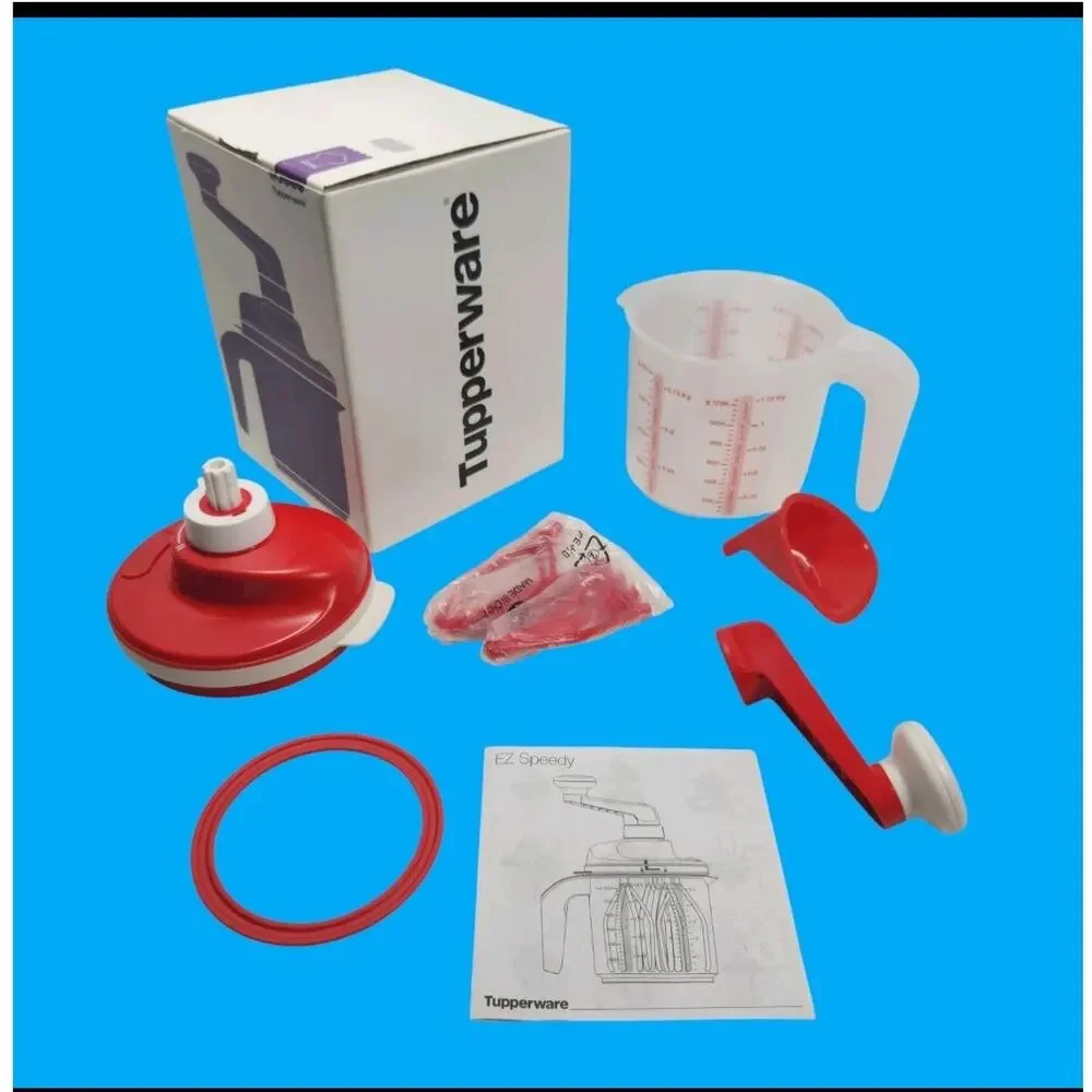 Tupperware EZ Speedy Mixer Chili Red Manual Hand Mixer 1.25L/5Cup Jug